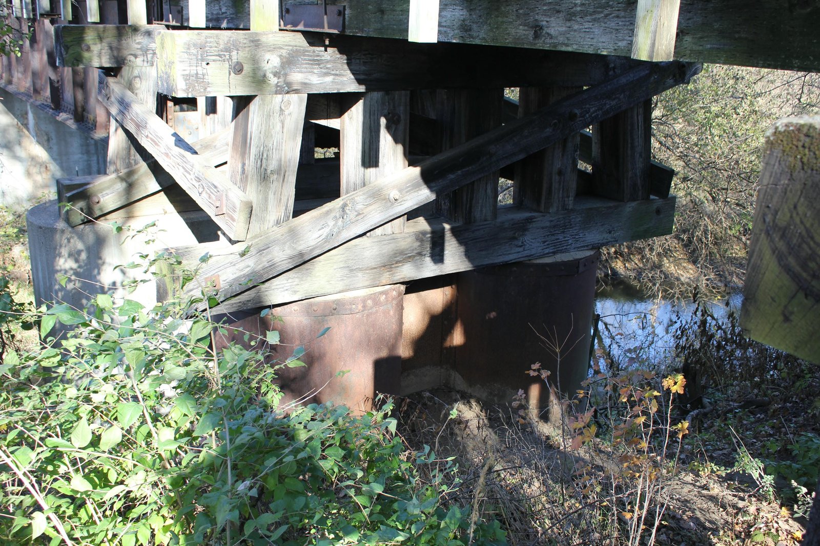 Bent and remains from previous bridge